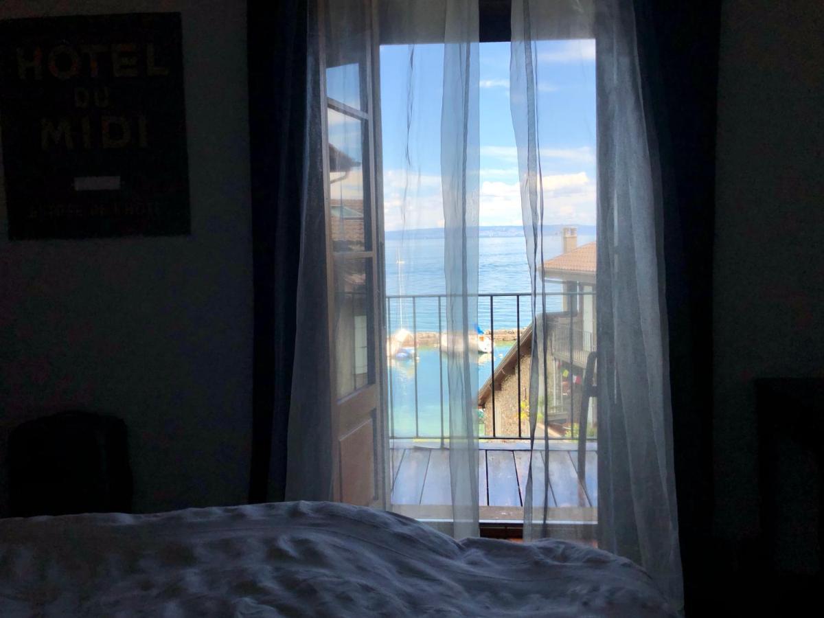 A Room With A View - Maisonnette Dans Bourg Medieval Au Bord Du Lac Leman Yvoire Exterior foto