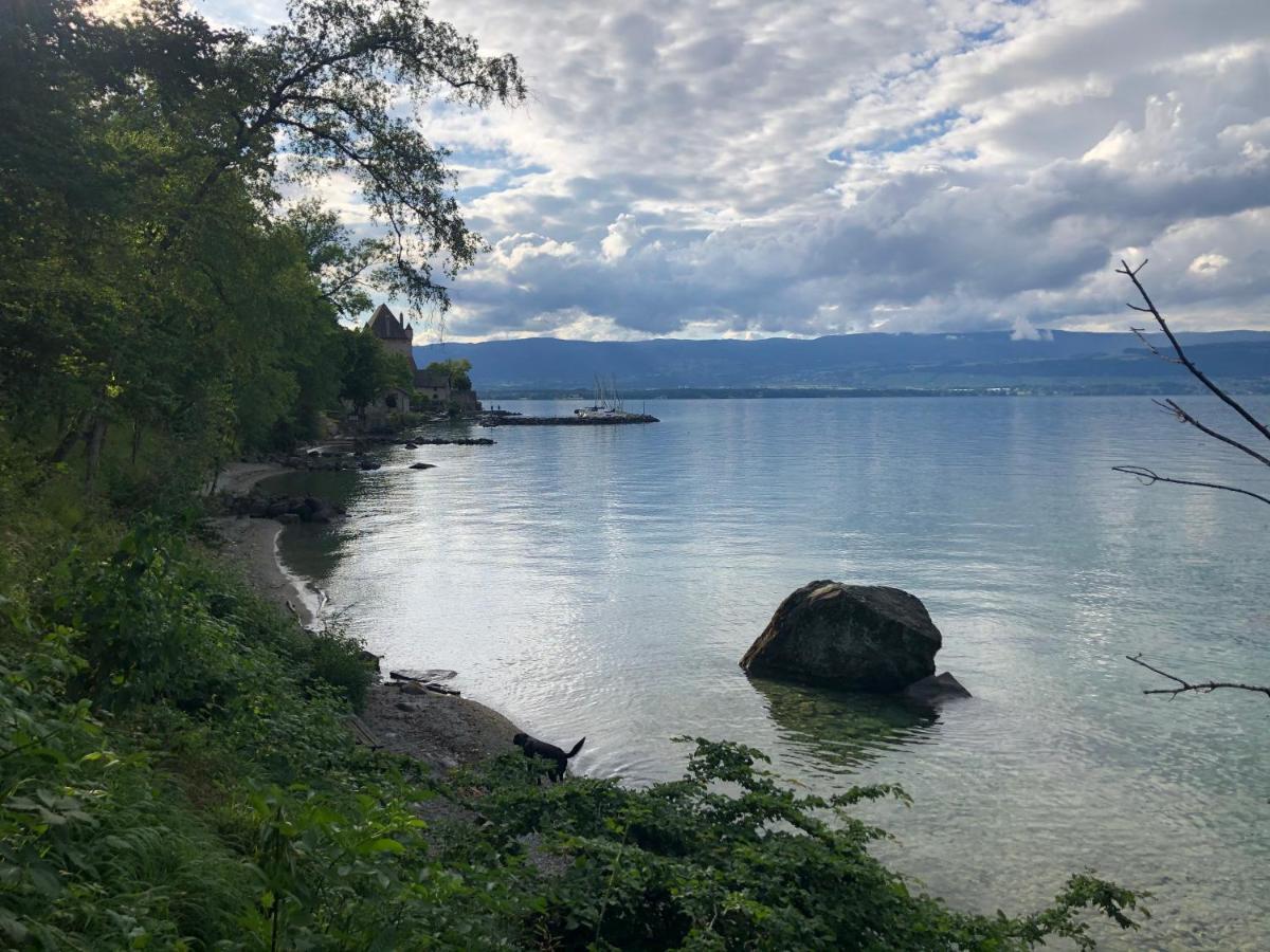 A Room With A View - Maisonnette Dans Bourg Medieval Au Bord Du Lac Leman Yvoire Exterior foto